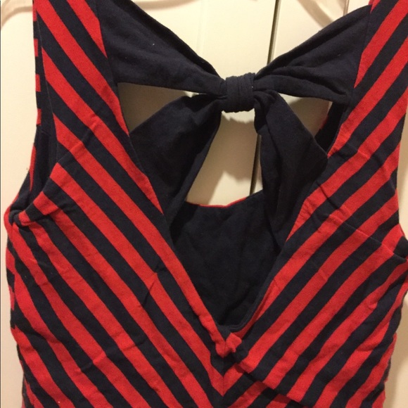 Striped Peplum Top with Bow - Picture 3 of 4